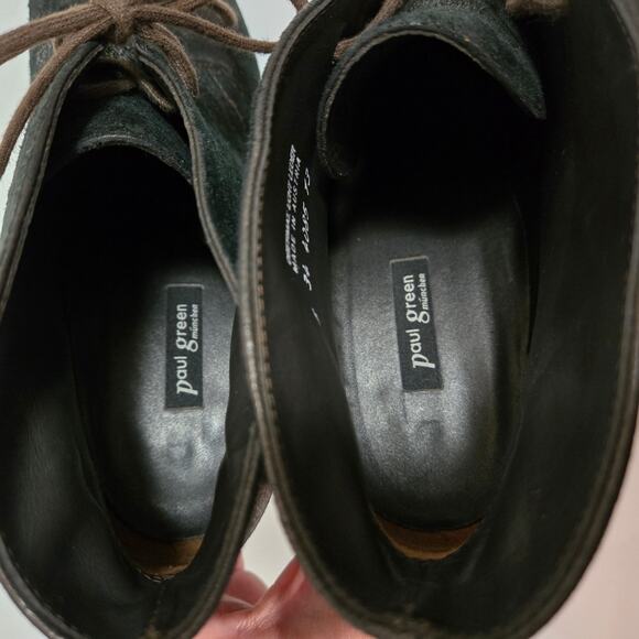 Paul Green Suede Black Bronze Platform Lace-Up Ankle Booties 8 Metallic Almond - Picture 8 of 12